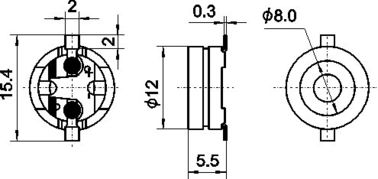 3V SMD زنگ LCP برای کامپیوتر، 12 * 5.5MM الکترومغناطیسی مبدل، TS 16949 گواهی